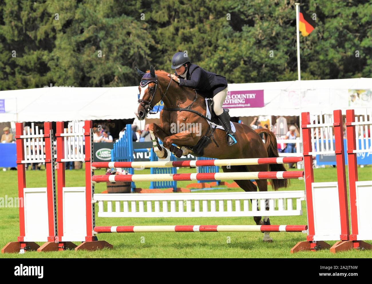 Unbekanntes Pferd und Reiter - CCI 4* Kategorie - Blairs Castle International Horse Trials - 12.08.2019 Perthshire. Stockfoto