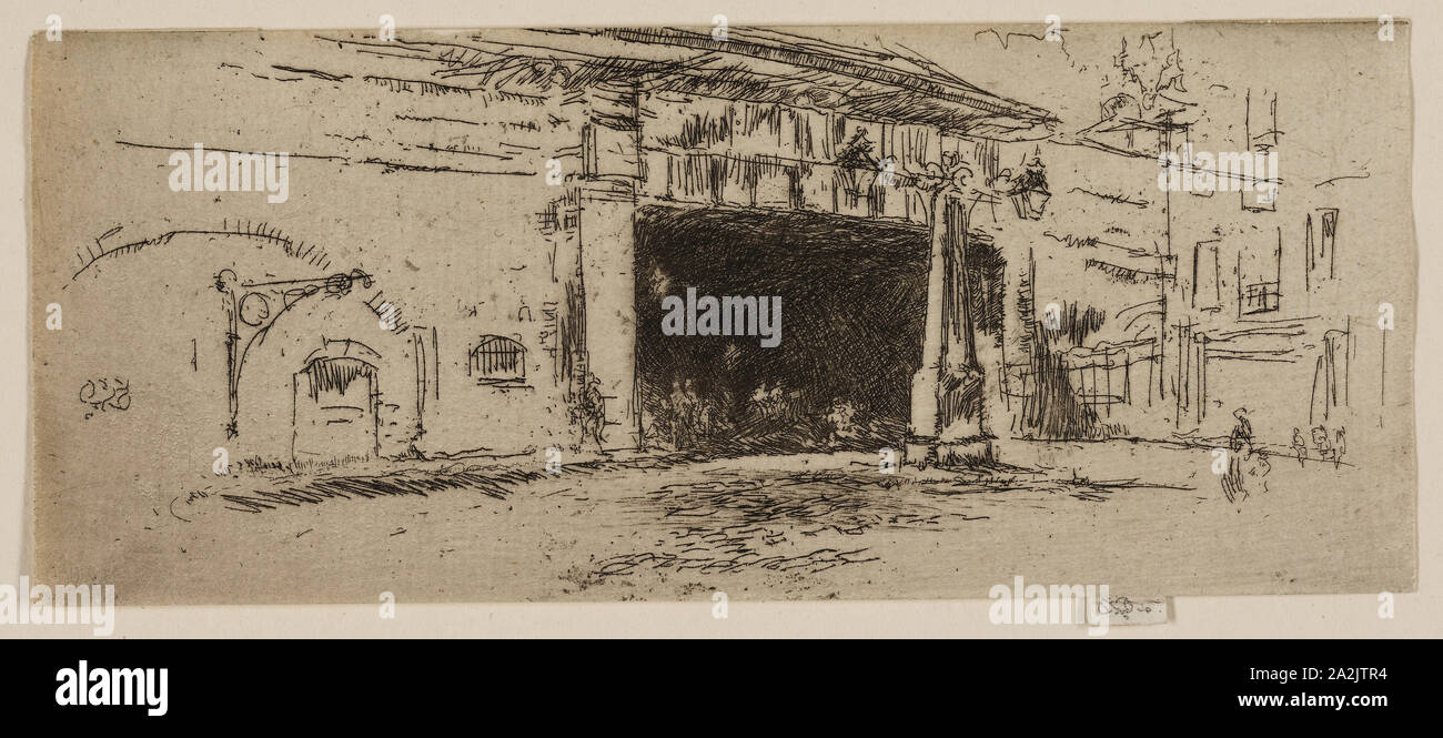 Eisenbahn Arch, American Square, 1887, James McNeill Whistler, American, 1834-1903, Usa, Radierung mit Foul beißen in schwarzer Tinte auf weißem Papier, 67 x 161 mm (Bild, innerhalb der Platte Mark), 71 x 161 mm (Blatt Stockfoto