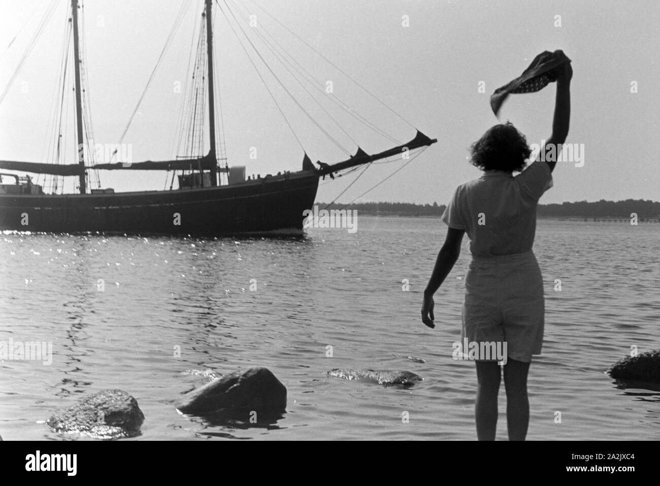 Ein Sommertag an der Ostsee, Deutschland 1930er Jahre. Ein Sommertag an der Ostsee, Deutschland 1930. Stockfoto