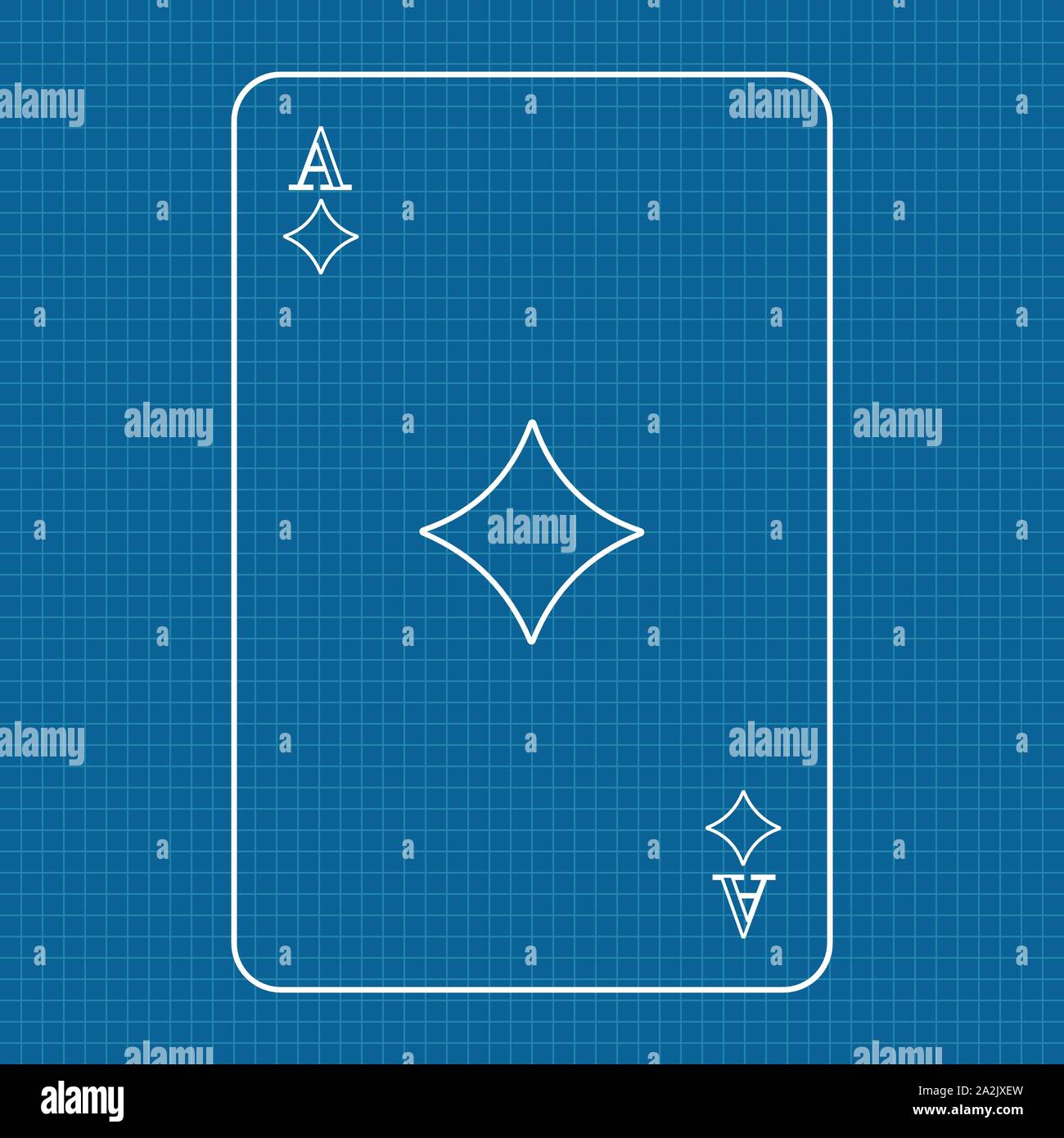 Playing Card Ace von Diamanten auf liniertem Papier Hintergrund Stock Vektor