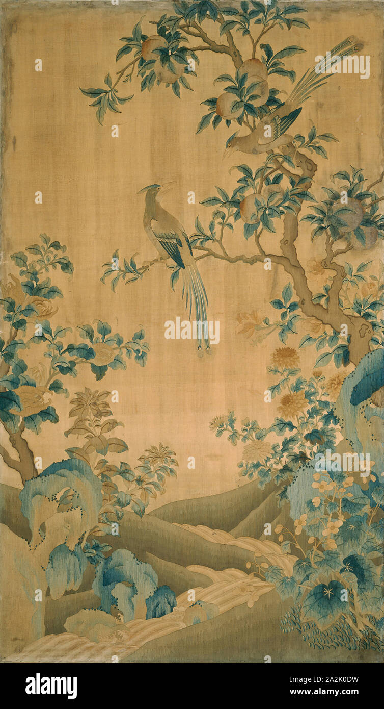 Panel (Dekorationsstoff), Qing Dynastie (1644 - 1911), 1750/1800, Mandschu, China, Seide und Wolle, Schlitz Gobelin-webart, 116,8 × 68 cm (46 × 26 cm Stockfoto