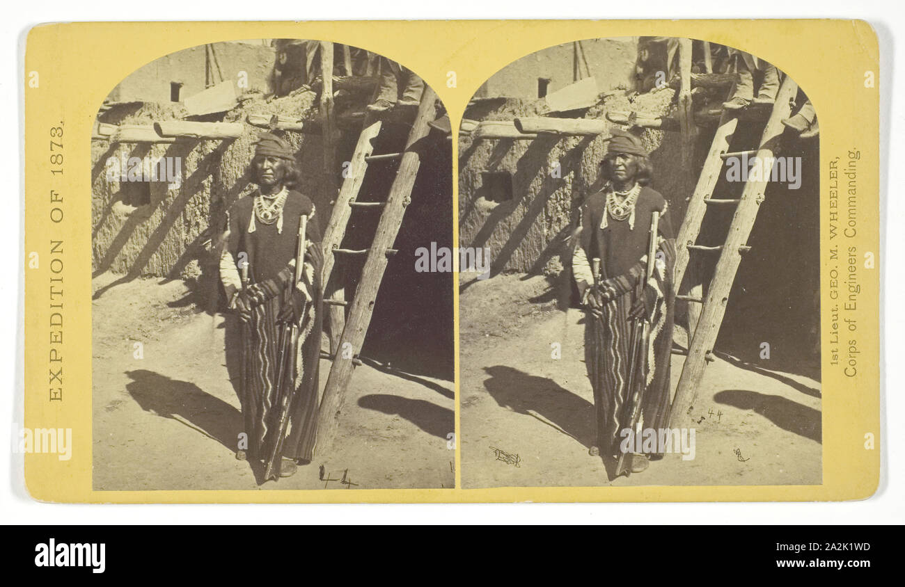 Krieg Chef der Zuni Indianer, 1873, Timothy O'Sullivan (American, geboren in Irland, 1840 - 1882), von George Wheeler für den Krieg Abteilung, Korps der Ingenieure, U.S. Army, Usa, Eiklar drucken, Stereo, Nr. 20 aus der Geographischen der Serie 'Erkundungen und Befragungen West Des 100 Meridian in Betrieb genommen Stockfoto