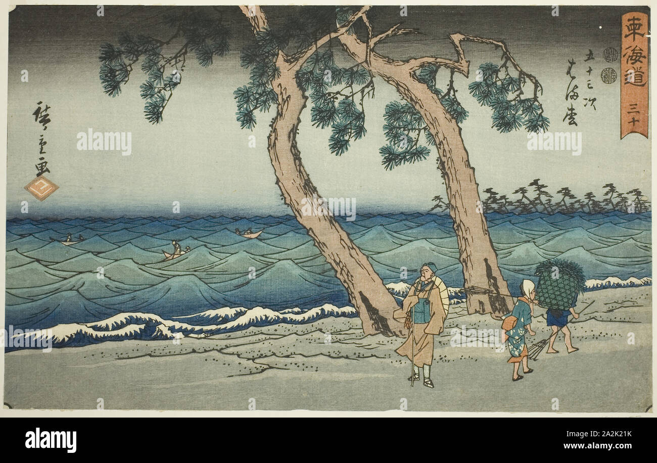 Hamamatsu-Nr. 30, aus der serie Dreiundfünfzig Stationen des Tokaido (Tokaido gojusan tsugi), auch als reisho Tokaido, C. 1847/52, Utagawa Hiroshige 歌川 広重, Japanisch, 1797-1858, Japan, Farbe holzschnitt, Oban, 21,5 x 34,3 cm (8 5/6 x 13 1/2 in. Stockfoto