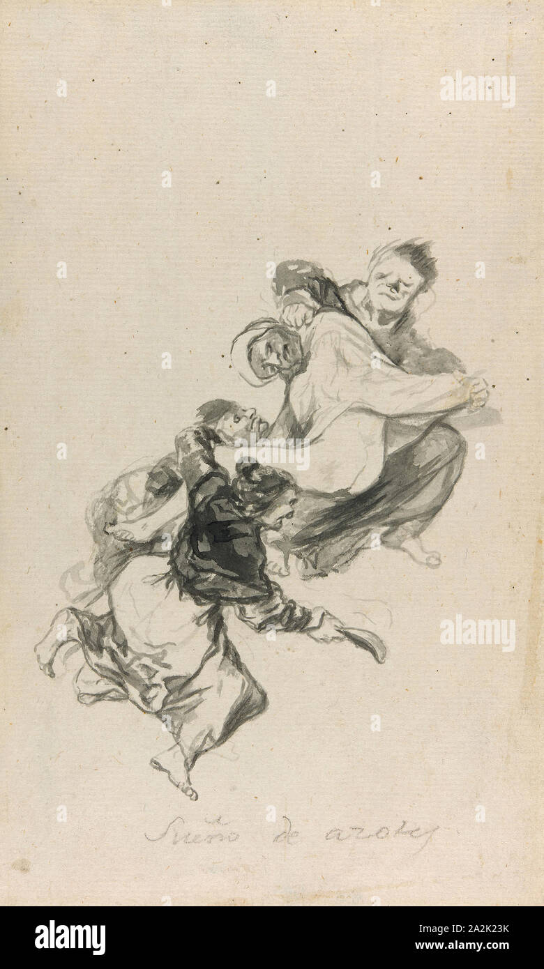 Traum von Auspeitschungen, 1801/03, Francisco José de Goya y Lucientes, Spanisch, 1746-1828, Spanien, Schwarz Aquarell auf Elfenbein, mäßig strukturierten Bütten mit seitlichem Wasserzeichen., 233 x 143 mm Stockfoto