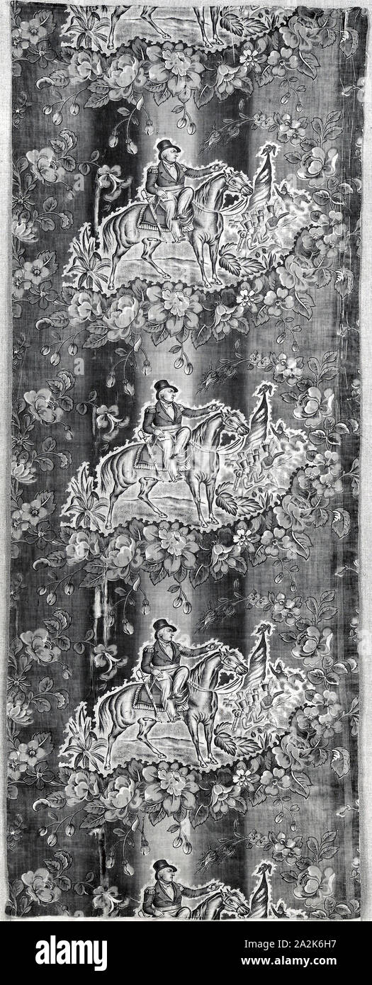 Panel (Dekorationsstoff), 1848, United States, Baumwolle, in Leinwandbindung, Walze gedruckt und Rasterwalze gedruckt Stockfoto