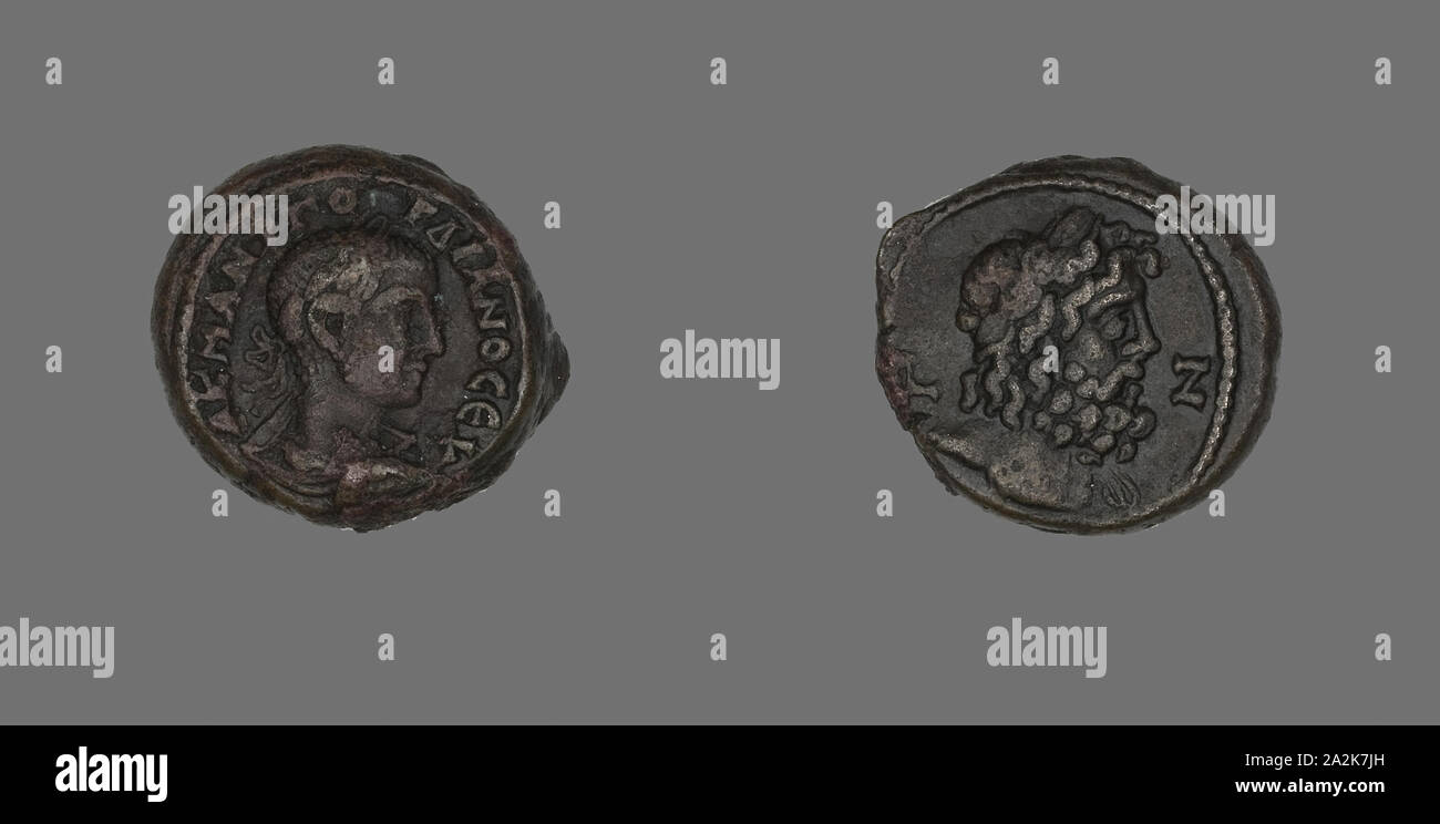 Münze Darstellung Kaiser Gordian III., AD 243/244, Römische, in Alexandria, Ägypten, Ägypten, Billon, Diam geprägt. 2,4 cm, 13,54 g Stockfoto