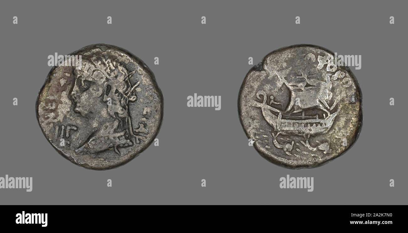 Münze, Kaiser Nero, AD 54/68, Römische, in Alexandria, Ägypten, Ägypten, Billon, Diam geprägt. 2,5 cm, 11.9g Stockfoto