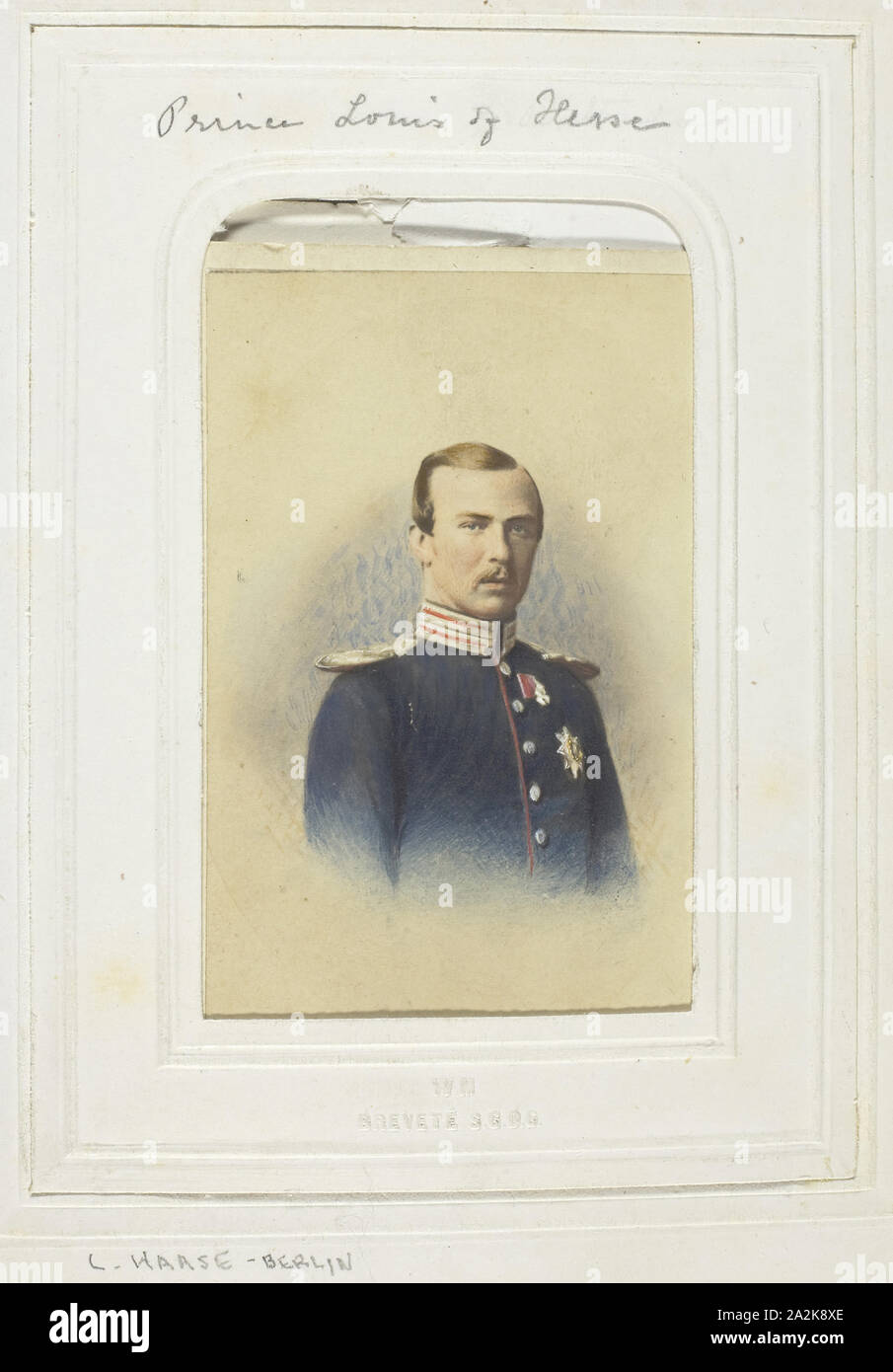 Prinz Ludwig von Hessen, 1860-69, L. HAASE & Unternehmen, Deutsch, active 1850s-1890 s, Deutschland, Eiklar drucken, 8,4 × 5,4 cm (Bild/Papier), 9,7 x 6 cm (mount Stockfoto