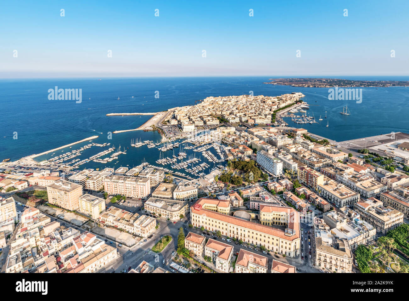 Luftaufnahme der Insel Ortgia in Syrakus Sizilien Stockfoto