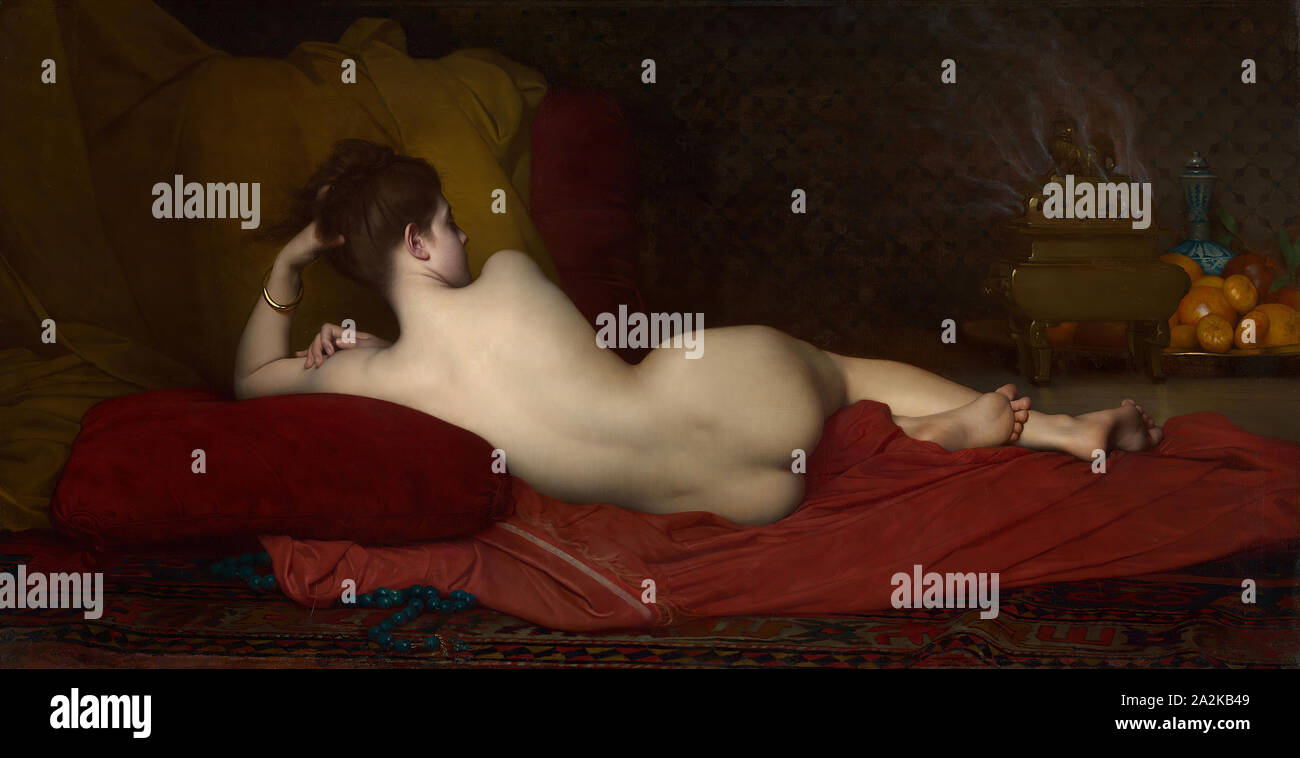 Odalisque, 1874, Jules Joseph Lefebvre, Französisch, 1836-1912, Frankreich, Öl auf Leinwand, 102.4 x 200.7 cm (41 5/16 x 79 in Stockfoto