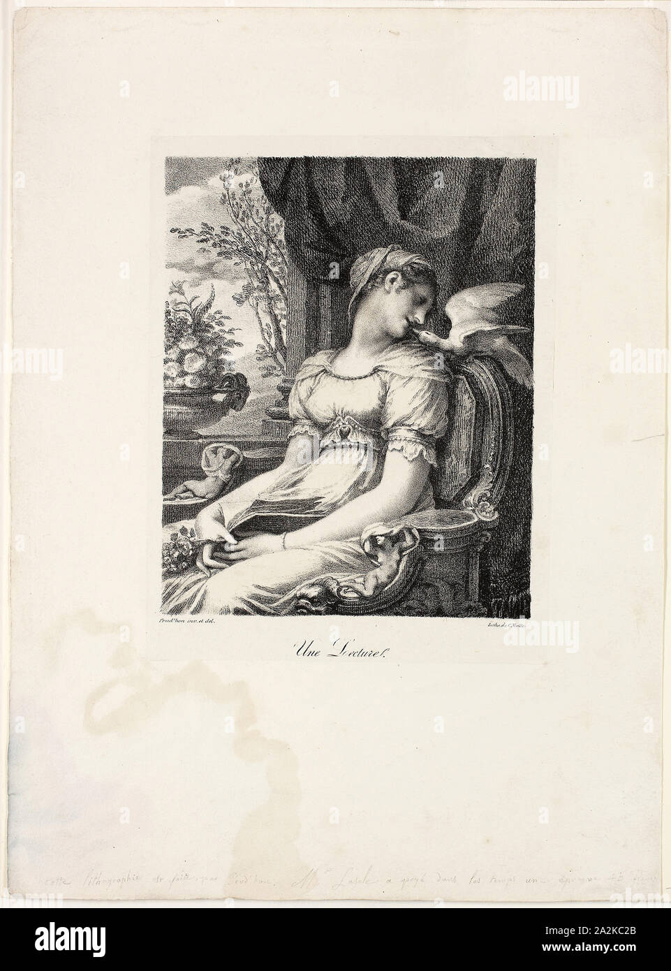 Une Vortrag, 1822, Pierre-Paul Prud'hon, Französisch, 1758-1823, Frankreich, Lithographie in Schwarz auf Papier, 182 x 146 mm (Bild), 355 × 260 mm (Blatt Stockfoto