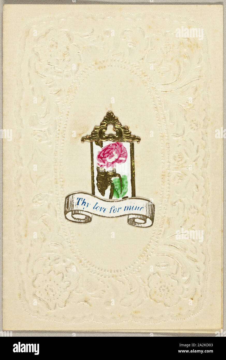 Deine Liebe zu Mir (Valentine), C. 1830, unbekannter Künstler, amerikanischen oder Englischen, 19. Jahrhundert, United States, Collagierten Elemente auf gestanztem Creme webte Papier, 100 x 67 mm (gefaltete Blatt Stockfoto