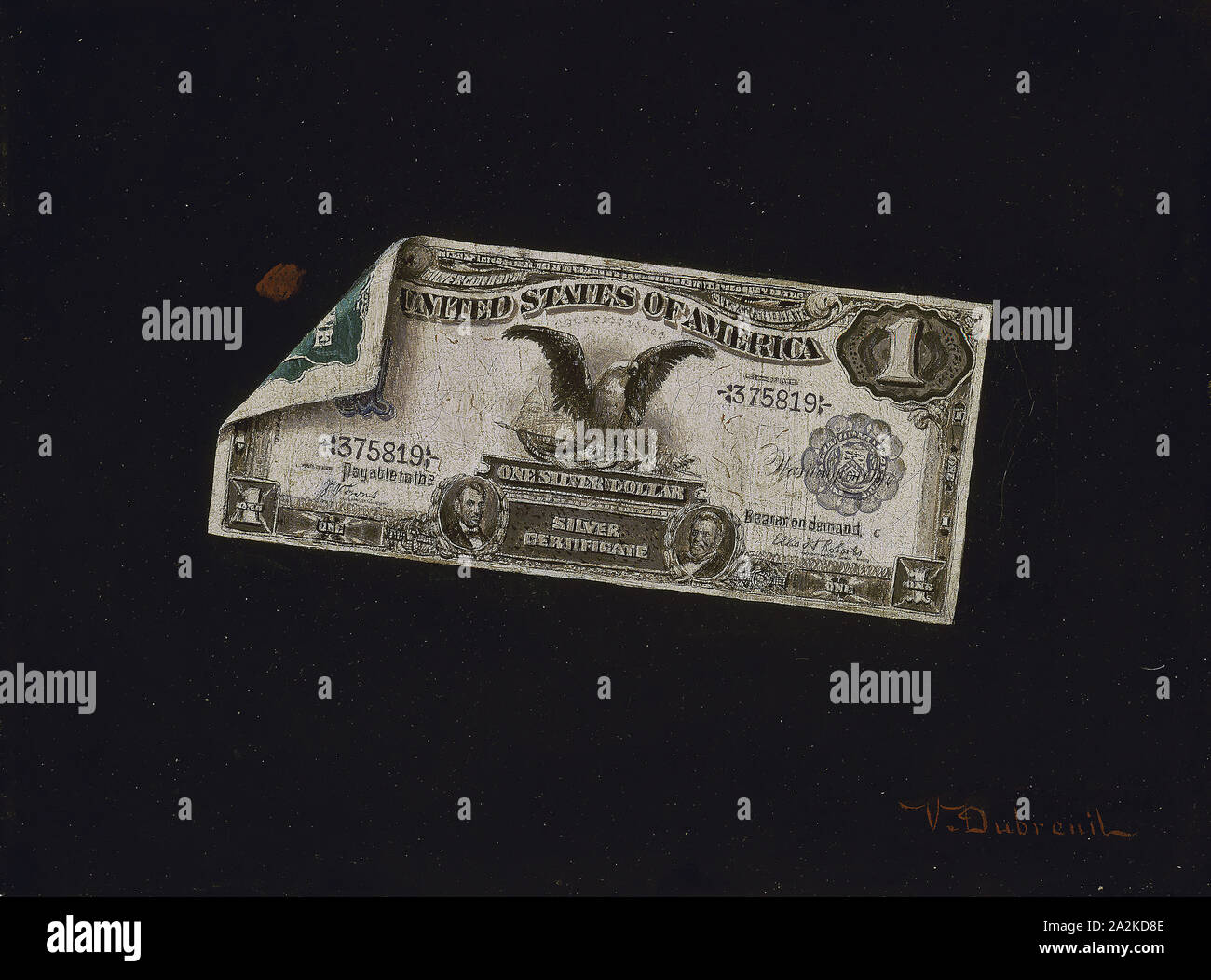 Ein Dollar Silver Zertifikat, 1898/1900, Victor Dubreuil, Amerikanische, aktiv 1880 - 1910, New York, Öl auf Leinwand, 22,9 × 30,5 cm (9 x 12 in Stockfoto