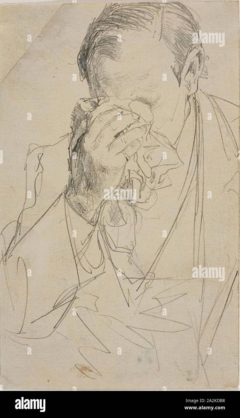 Weinende Menschen, 1850/59, Adolph Menzel, Deutsch, 1815 - 1905, Deutschland, Graphit auf Off-white webte Papier, 131 x 81 mm Stockfoto
