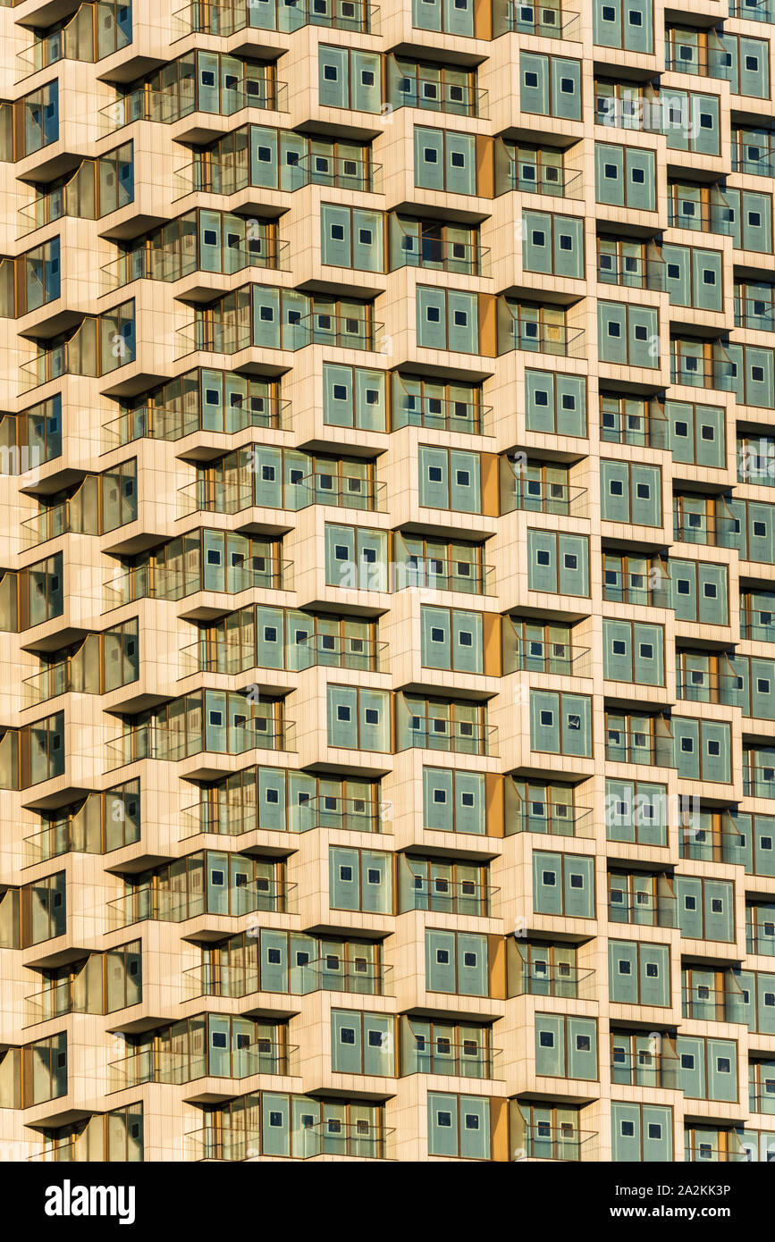 Ein Park Drive Canary Wharf, Architekten Herzog & de Meuron, Detail beim Bau der wohnwolkenkratzer in den Londoner Docklands. Stockfoto