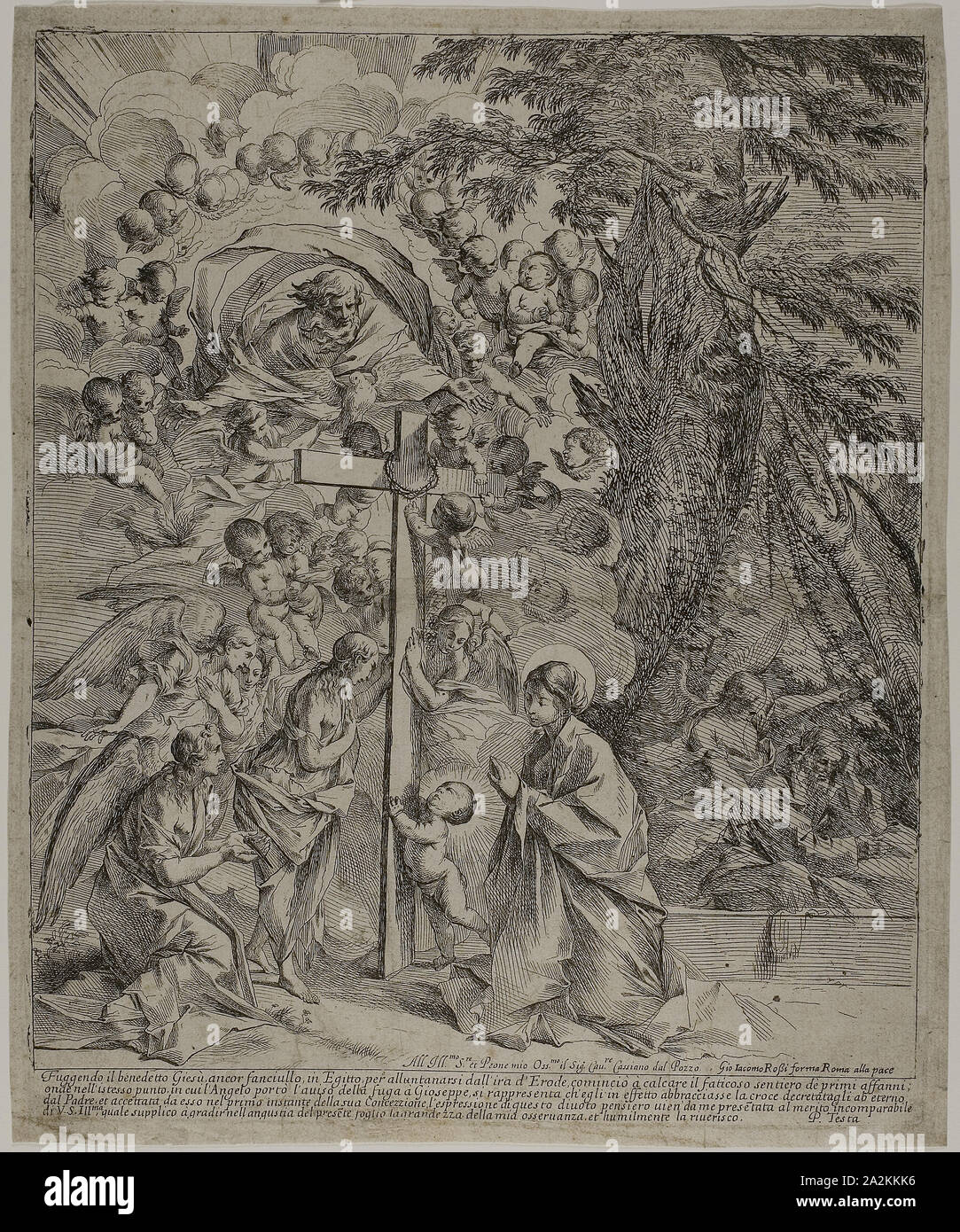 Der Traum des Hl. Josef, 1635/37, Pietro Testa, Italienisch, 1611/12-1650, Italien, Ätzung auf cremefarbenen Papier, 370 x 301 mm (Platte), 381 x 316 mm (Blatt festgelegt Stockfoto