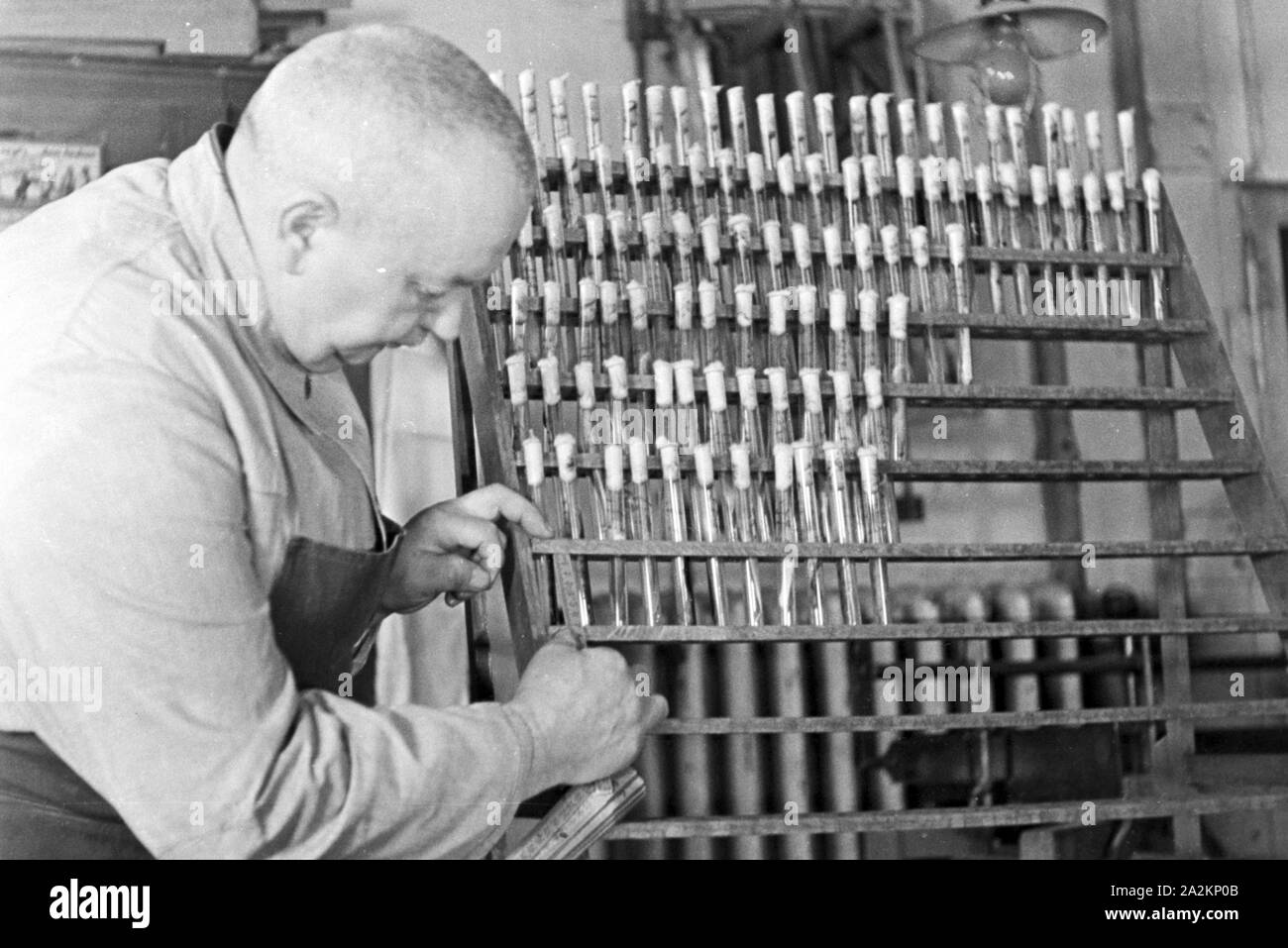 Forschungen zum Thema "Handwerker als Helfer der Wissenschaft' in der Biologischen Reichsanstalt für Land- und Forstwirtschaft in Berlin Dahlem, Deutschland 1930er Jahre. Forschungen zu dem Thema "Handwerker als Helfer der Wissenschaft" auf Biologische Reichsanstalt für Land- und Forstwirtschaft Institut in Berlin Dahlem, Deutschland 1930. Stockfoto