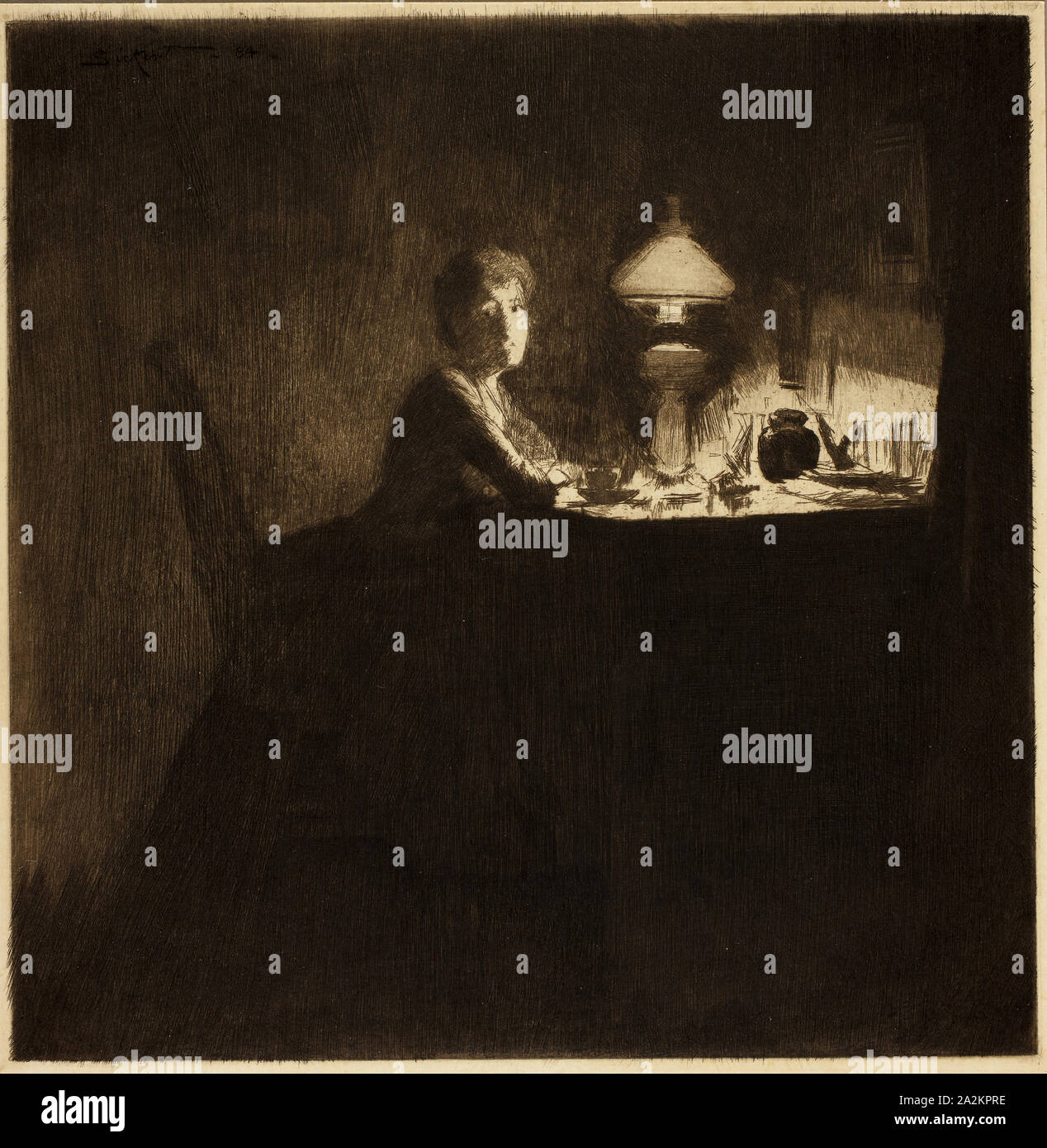 Der verantwortliche Manager, 1884, Walter Richard Sickert, Englisch, 1860-1942, Vereinigtes Königreich, das Ätzen mit Platte Ton in Braun auf Creme webte Papier, 228 x 224 mm (Bild, innerhalb der Platte Mark), 238 x 234 mm (Blatt Stockfoto