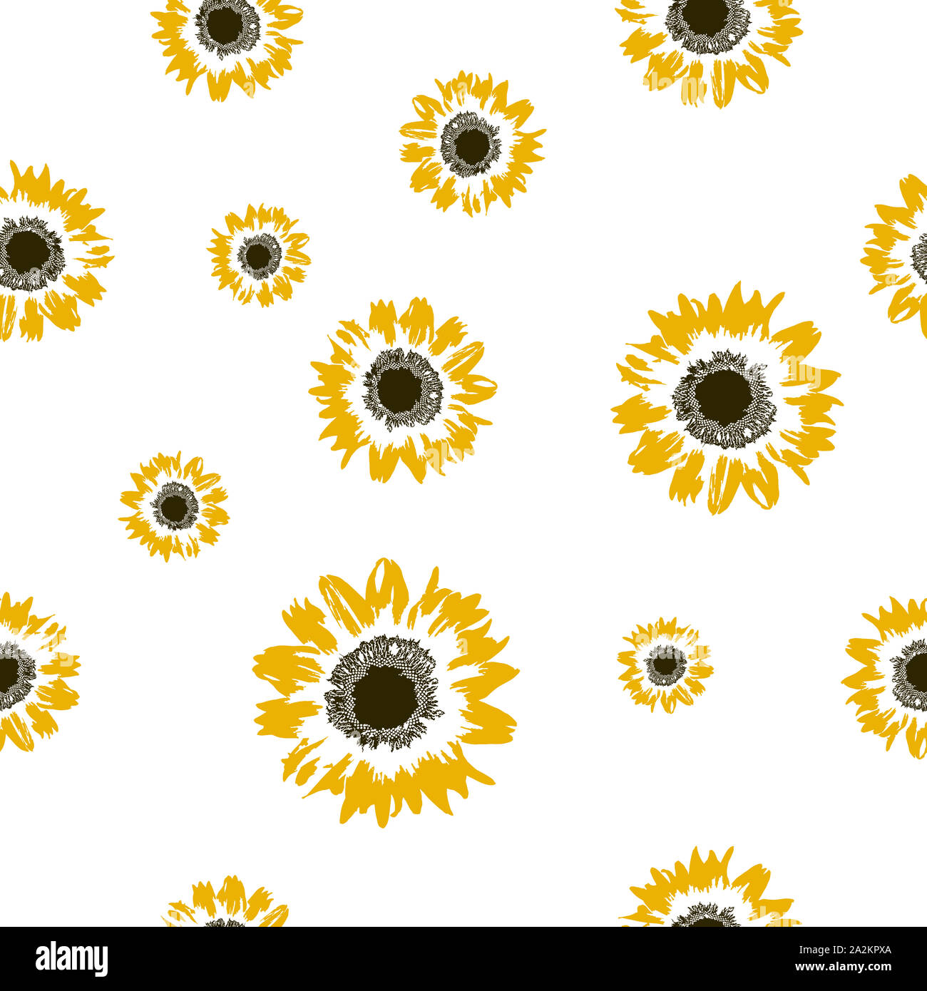 Nahtlose Muster Gelbe Sonnenblumen Auf Weissem Hintergrund Sun Blumen Kid Drucken Florale Helle Textur Fur Stoff Textil Tapeten Banner Stockfotografie Alamy