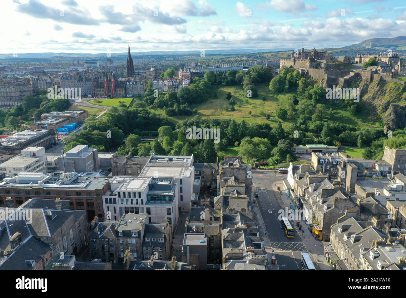 Antenne drone Blick auf Edinburgh City Centre Stockfoto
