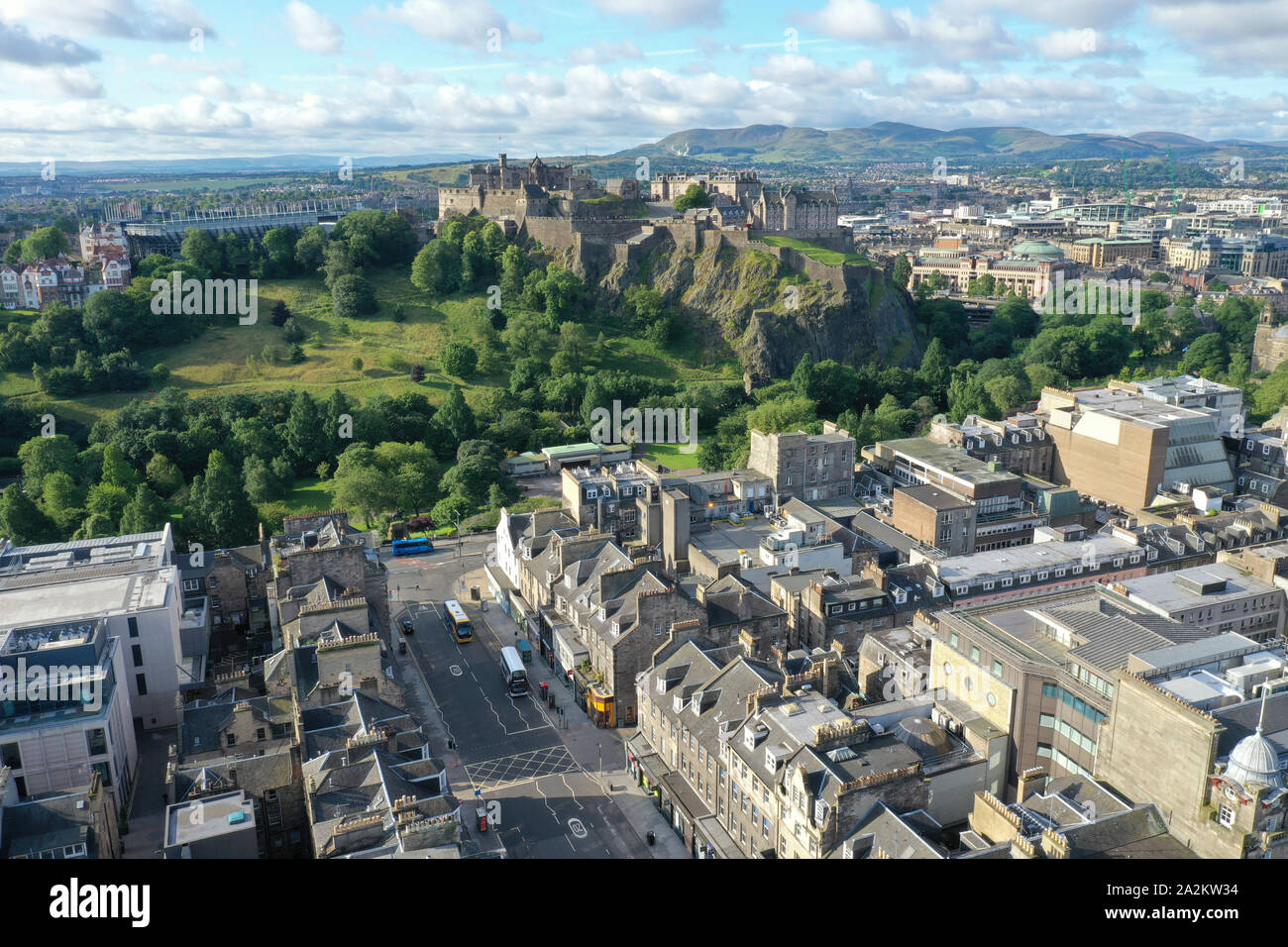 Antenne drone Blick auf Edinburgh City Centre Stockfoto