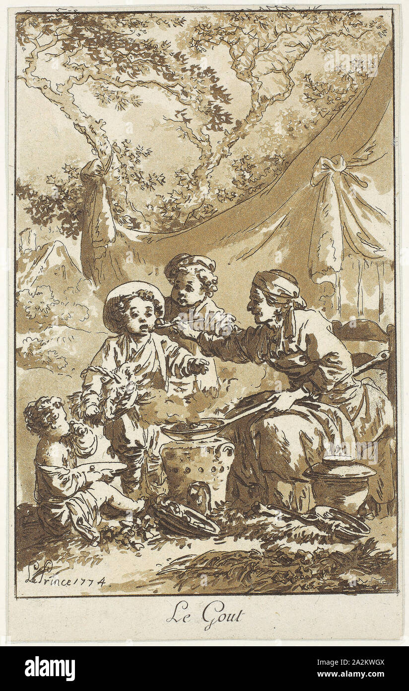 Geschmack, 1774, Jean Baptiste Le Prince, Französisch, 1734-1781, Frankreich, Aquatinta und Radierung auf Elfenbein Bütten, 154 × 95 mm Stockfoto
