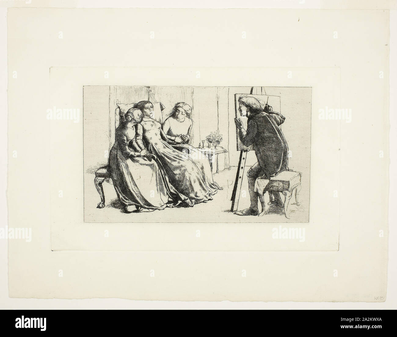 Die hl. Agnes der Fürbitte, 1850 Sir John Everett Millais, Englisch, 1829-1896, England, Ätzung auf Creme Bütten, 144 × 226 mm (Platte), 229 × 298 mm (Blatt Stockfoto