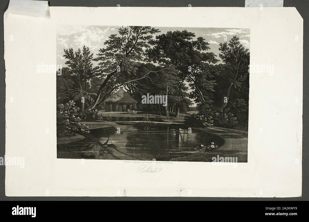 Einsamkeit, 1843, William James Bennett, Amerikanische, geboren in England, 1787-1844, Usa, Aquatinta auf Elfenbein Bütten, 124 x 180 mm (Bild), 177 x 277 mm (Blatt Stockfoto