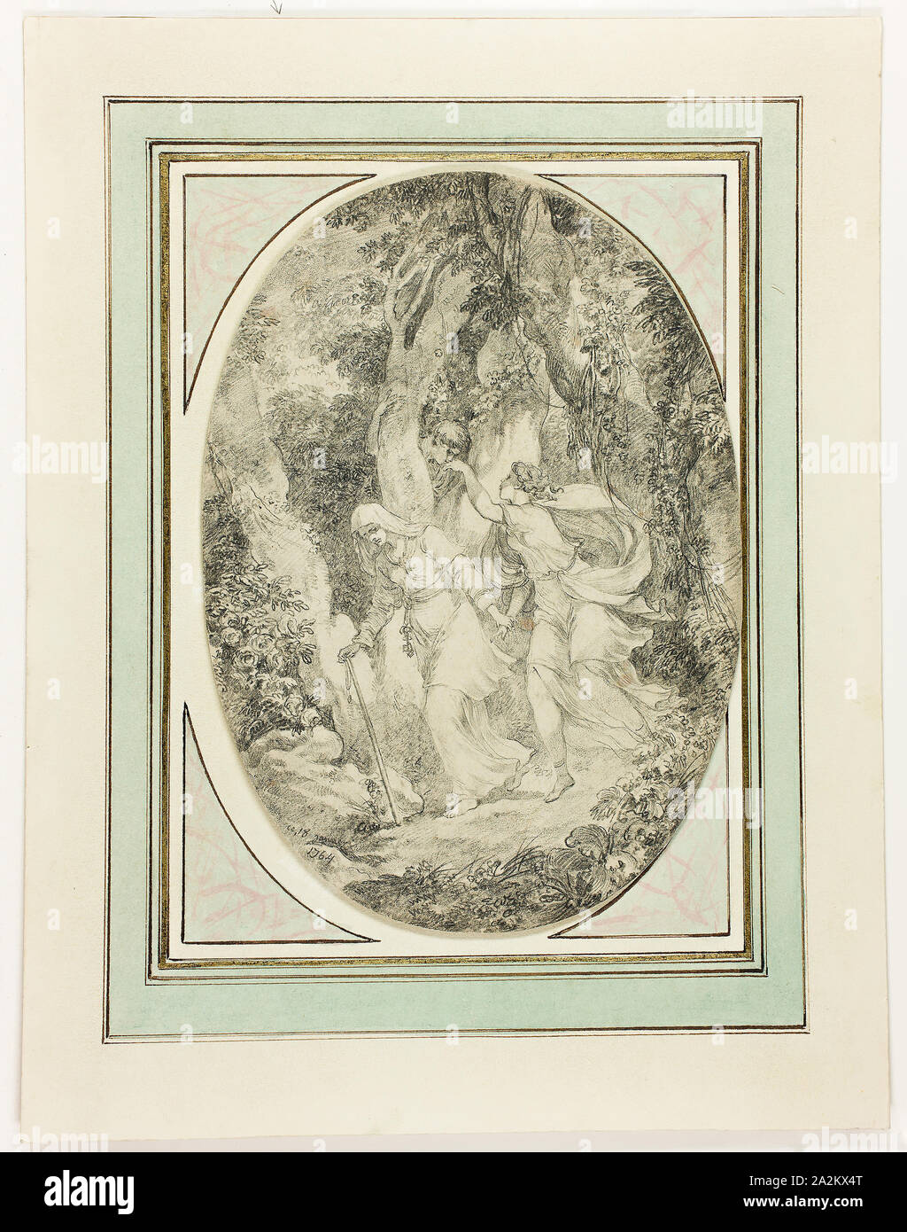 Allegory-Ingenius Liebe, 1764, Jean Honoré Fragonard, Französisch, 1732-1806, Frankreich, Schwarze Kreide auf Creme Bütten, legte sich auf Creme gelegt Karte, 288 × 204 mm. Stockfoto