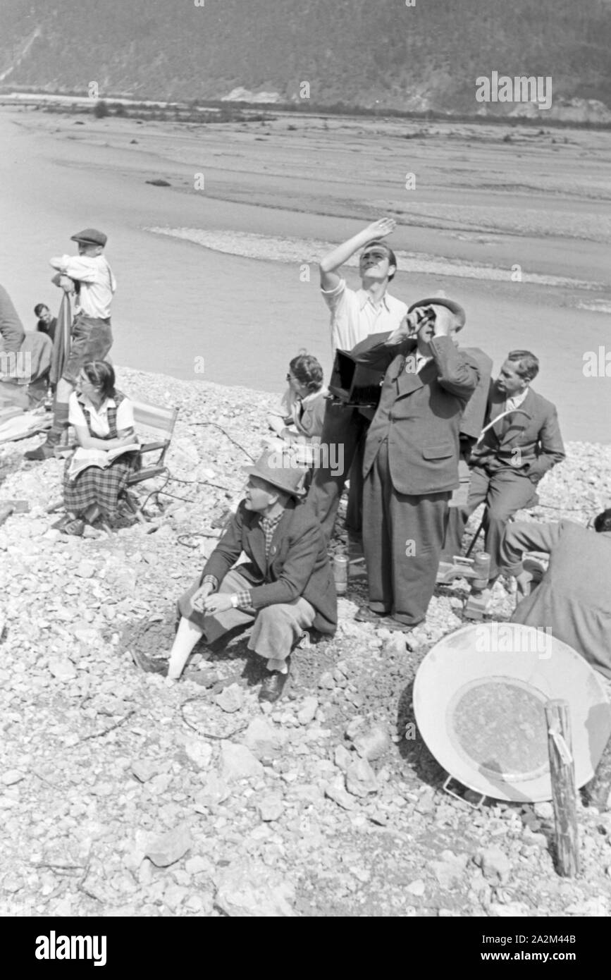 Dreharbeiten für den Film "Gold in New Frisco', Deutsches Reich 30er Jahre. Dreharbeiten für den Film "Gold in New Frisco", Deutschland 1930. Stockfoto