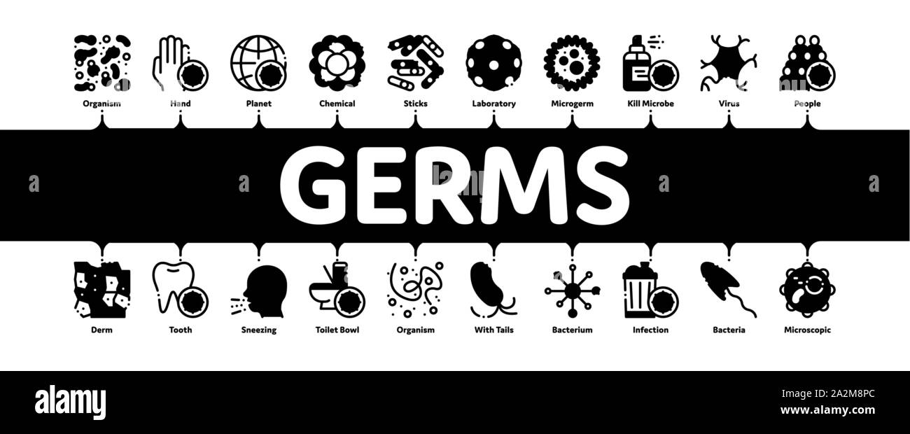 Bakterien Keime Minimal Infografik Banner Vektor Stock Vektor