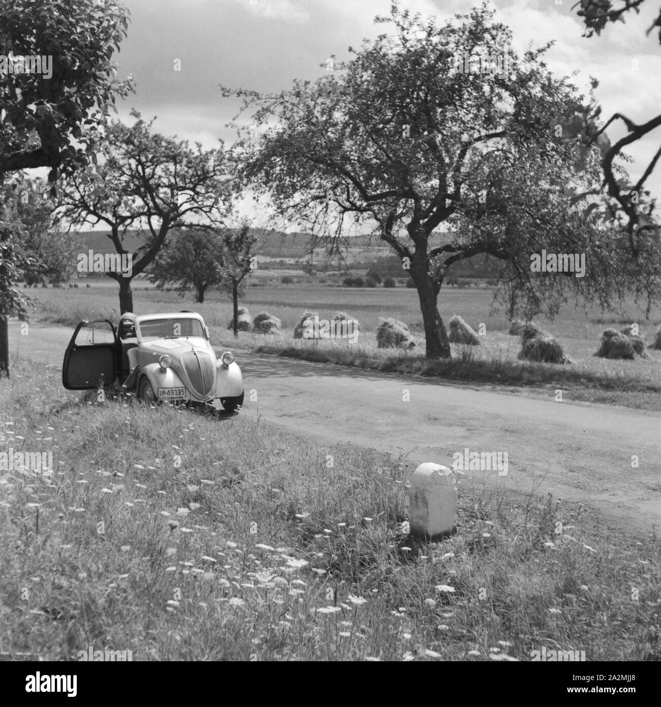 Unterwegs sind der Heuernte Im Schwarzwald, Deutschland, 1930er Jahre. Auf der Straße bei der Heu Ernte im Schwarzwald, Deutschland der 1930er Jahre. Stockfoto