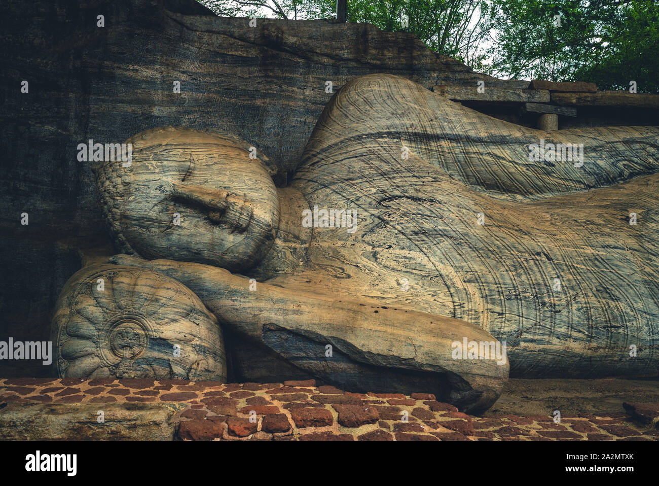 Liegenden Buddha Statue, Gal Vihara in Polonnaruwa, Sri Lanka Stockfoto