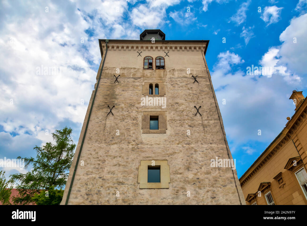 Berühmte Lotršèak-Turm in der historischen Oberstadt von Zagreb, Kroatien. Bild Stockfoto