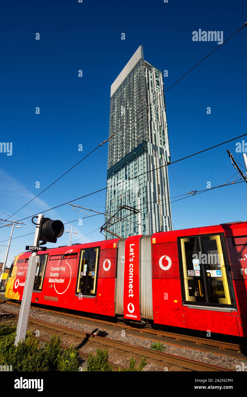 Manchester Metro Light Raikway System - Deansgate. Stockfoto