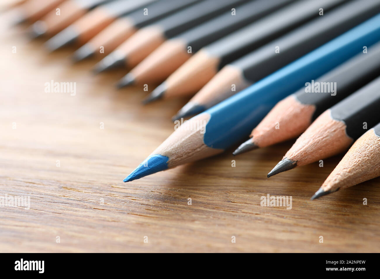 Blauer Stift Spion zwischen Schwarz Bleistifte Stockfotografie - Alamy