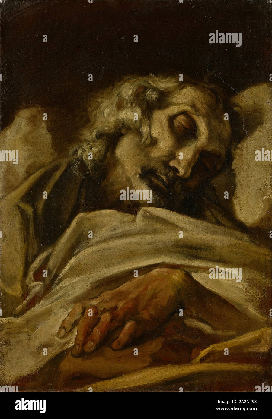 Sterben, 17. Jahrhundert (?), Öl auf Leinwand, 58 x 40,5 cm, Unsigniert, Italienischer Meister, 17. Jh Stockfoto Sterben, 17. Jahrhundert (?), Öl auf Leinwand, 58 x 40,5 cm, Unsigniert, Italienischer Meister, 17. Jh Stockfoto