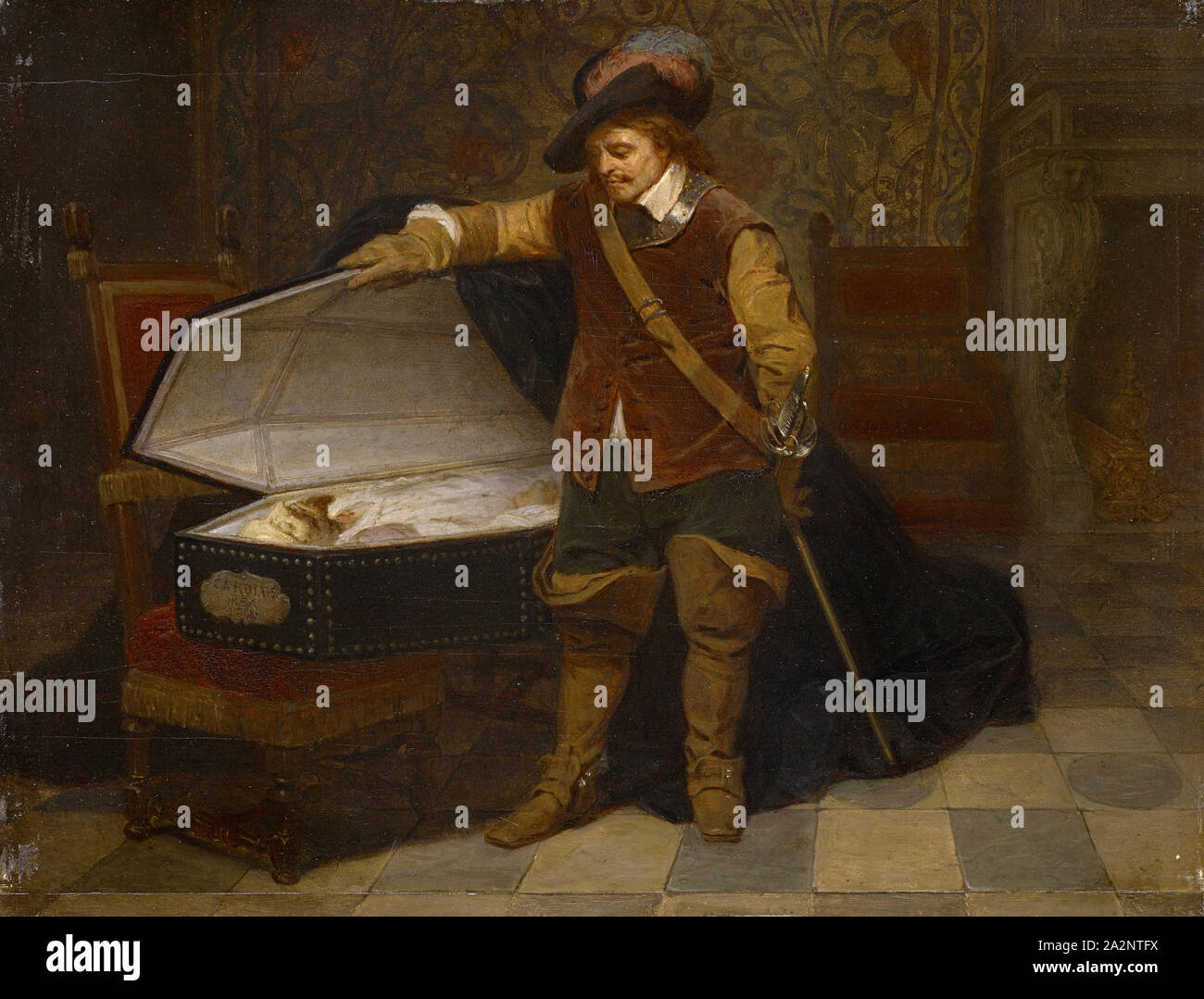 Cromwell et Charles Ier, nach 1831, Öl auf Leinwand, 30,5 x 39,5 cm, nicht signierte und datierte, eingeschrieben im Sarg: CAROLVS, REX, 1649, Paul Delaroche, Paris 1797 - 1856 Paris. Stockfoto