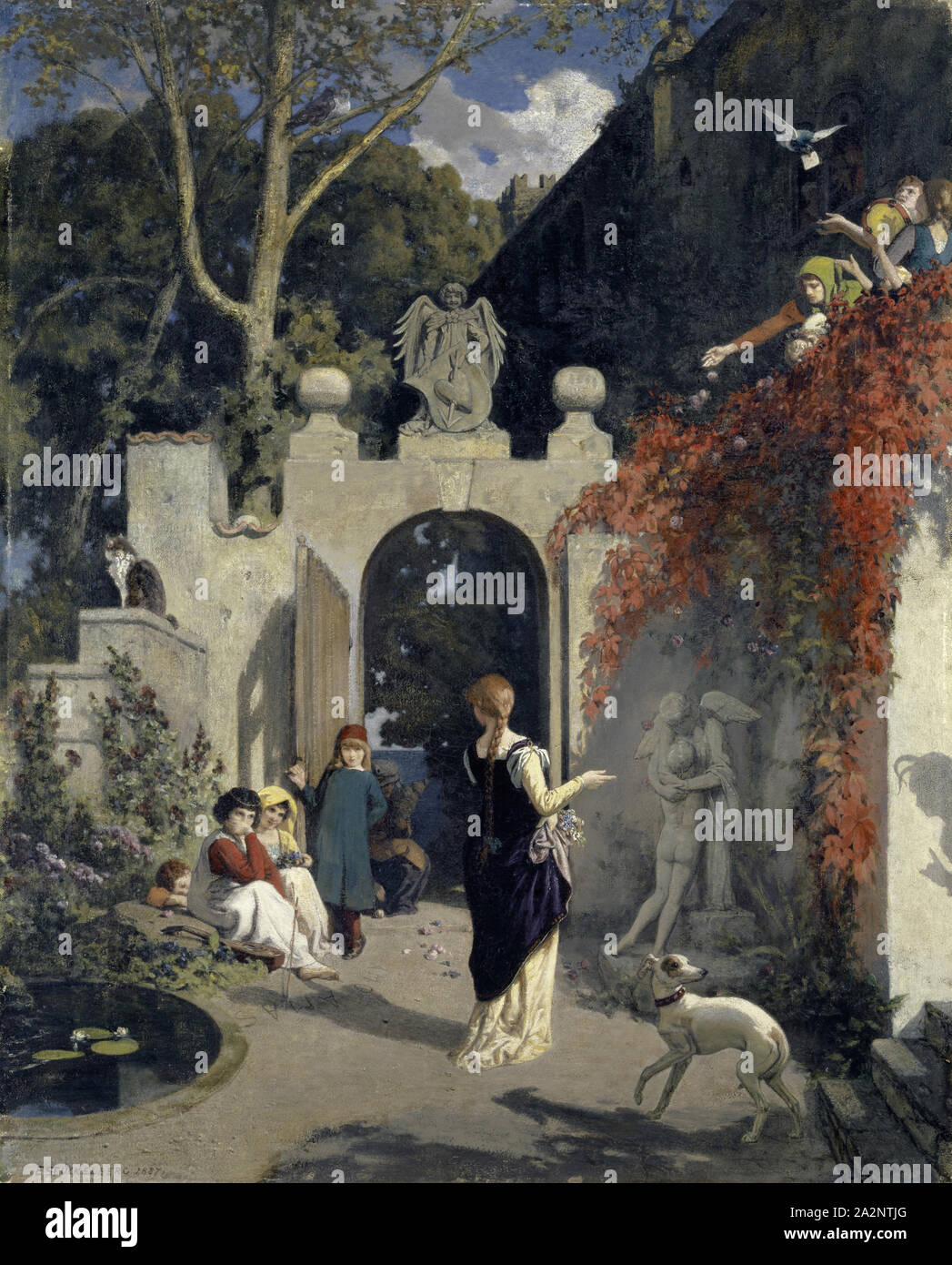 Die Liebe Garten, 1887, Öl auf Leinwand, 103 x 82 cm, signiert und datiert unten Links: E.STÜCKELBERG 1887., Ernst Stückelberg, Basel 1831 - 1903 Basel Stockfoto