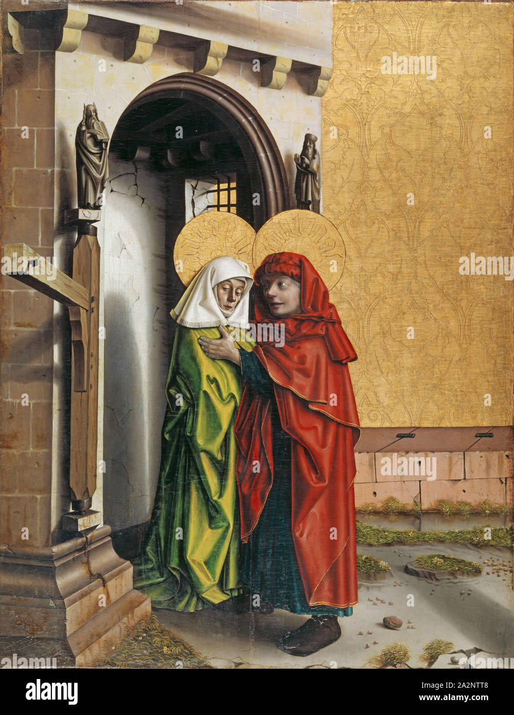 Joachim und Anna an der Goldenen Pforte, C. 1437/40, mixed Media auf Getäfelte, 158 x 120,5 cm, unsigniert Fichte, In den Namen: Sant Anna und: Sant joahim, Konrad Witz, Rottweil um 1400 - um 1445/47 Stockfoto