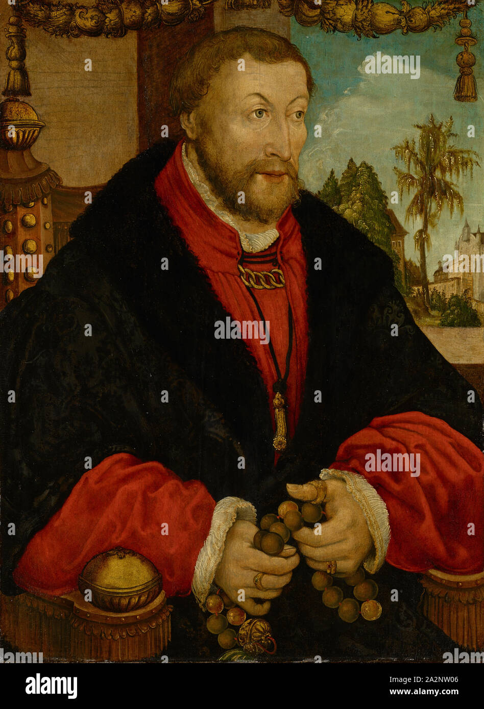 Porträt von Wolfgang, Pfalzgraf bei Rhein (?), 1525, Öl auf Lindenholz, 62,5 x 45,9 cm, unsigniert, Hans Wertinger, Landshut um 1465/70 - 1533 Landshut Stockfoto