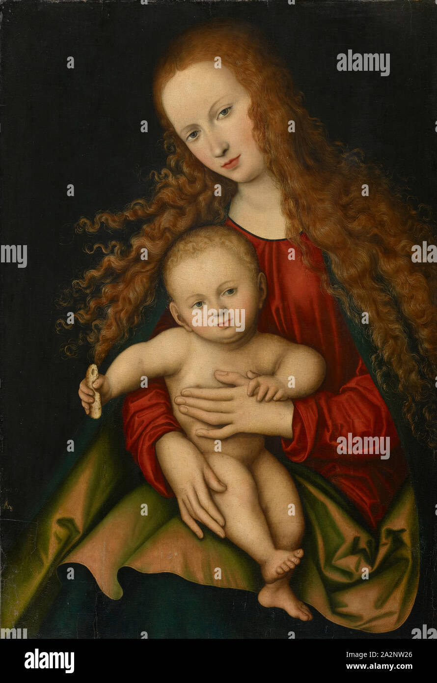 Madonna mit Kind, 1529, öl auf Lindenholz, 84 x 58 cm, bezeichnet und datiert unten mit der Schlange und dem Jahr 1529 oben links, Lucas Cranach d. Ä., Kronach 1472 - 1553 Weimar Stockfoto