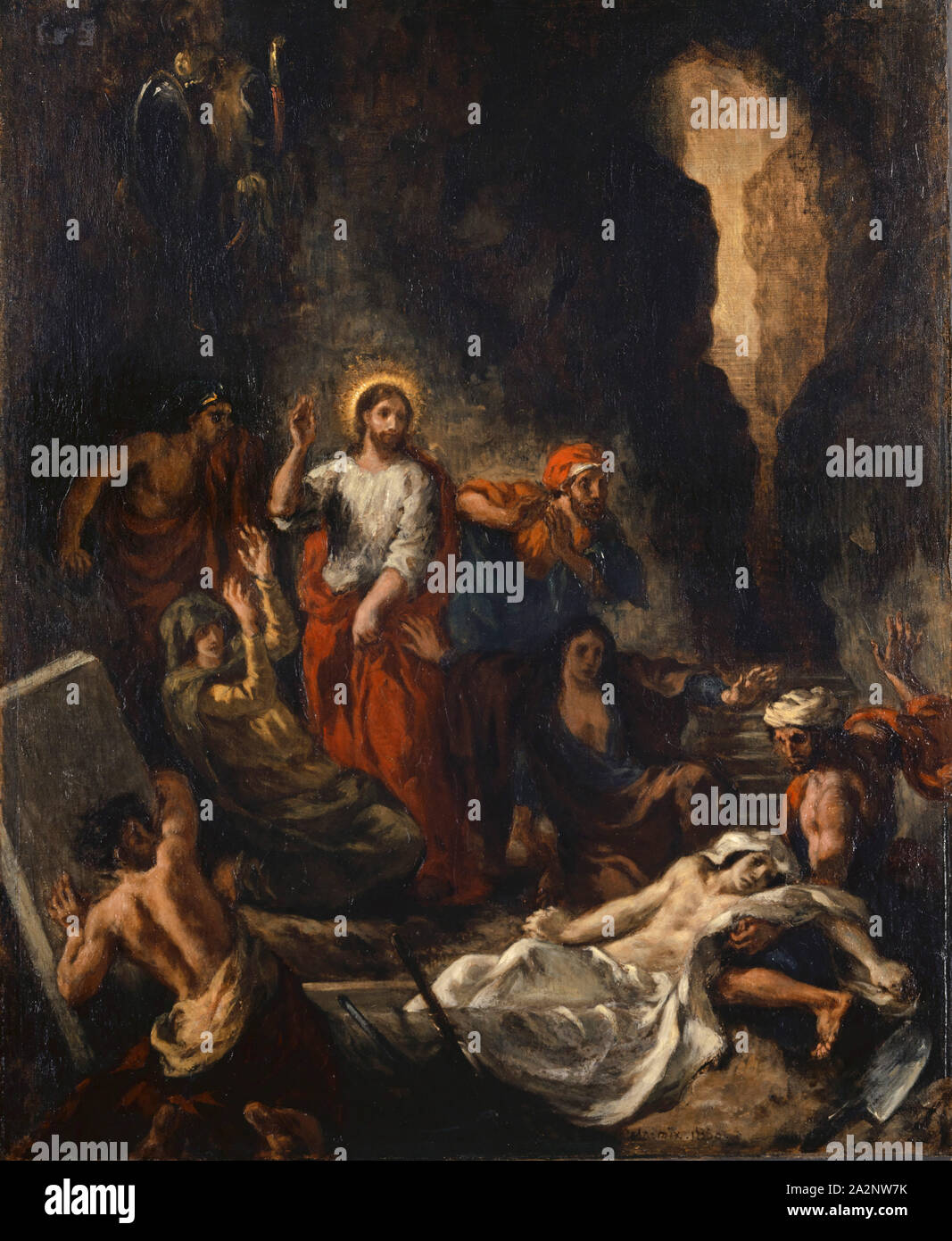 La Résurrection de Lazare, 1850, Öl auf Leinwand, 61,1 x 50,1 cm, bezeichnet unteren rechten Zentrum: Eug., Delacroix., 1850., Eugène Delacroix, Charenton-Saint-Maurice/Val-de-Marne 1798 - 1863 Champrosay bei Paris. Stockfoto