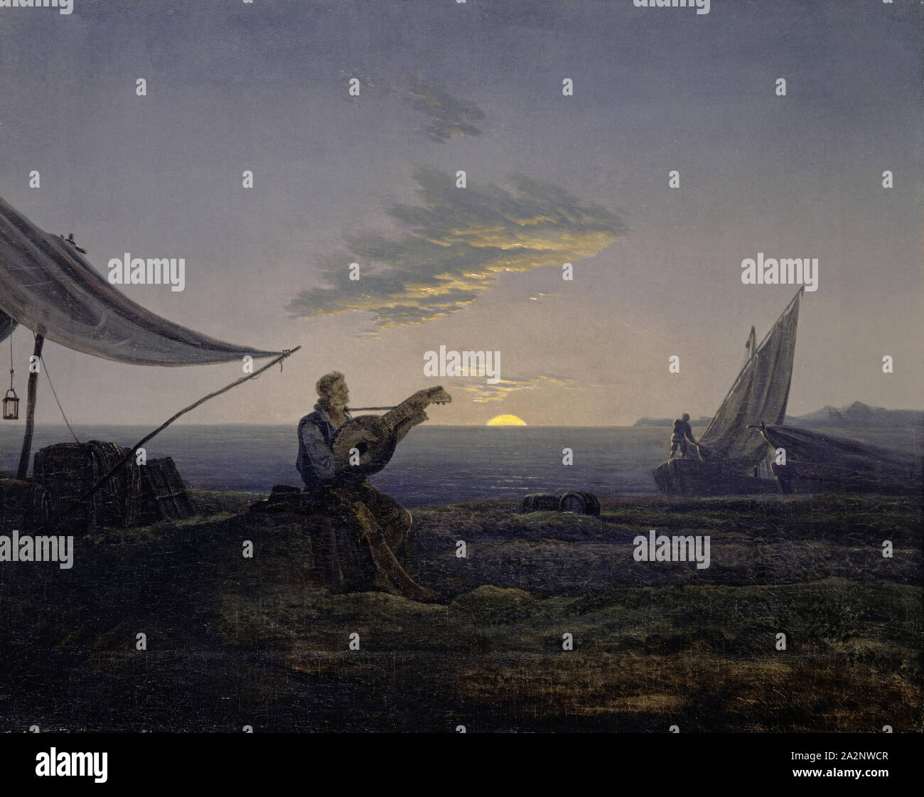 Mondaufgang am Meer, 1827, Öl auf Leinwand, 38 x 47,7 cm, nicht angegeben, Carl Gustav Carus, Leipzig 1789 - 1869 Dresden Stockfoto