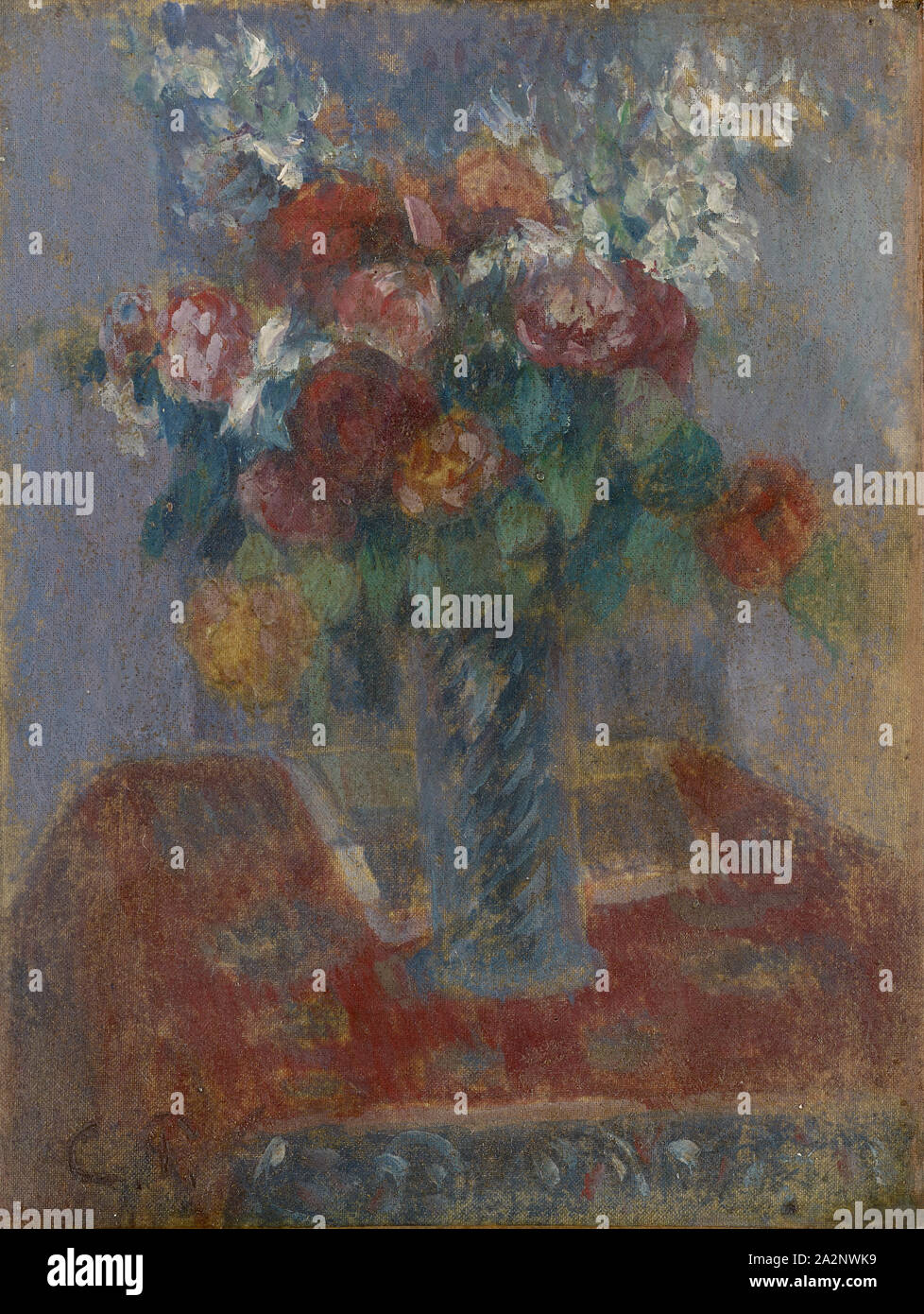 Bouquet de fleurs, um 1900, Öl auf Seide auf Leinwand, 18 x 14,1 cm, monogrammiert unten links: C. P., [, retuschiert, ], Camille Pissarro, Charlotte Amalie, St. Thomas/Dänischen Virgin Island 1830 - 1903 Paris. Stockfoto