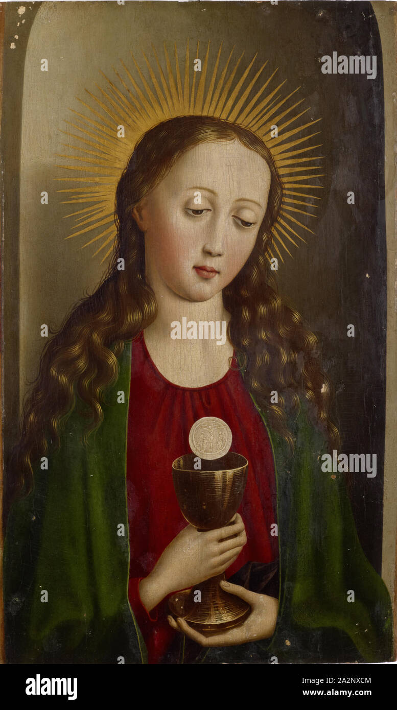 St. Barbara, Ende des 15. Jahrhunderts, Mischtechnik auf Lindenholz, 63 x 35 cm, nicht markiert, Basler Meister, 15. Jh Stockfoto St. Barbara, Ende des 15. Jahrhunderts, Mischtechnik auf Lindenholz, 63 x 35 cm, nicht markiert, Basler Meister, 15. Jh Stockfoto