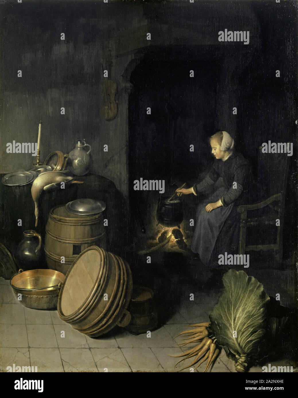 Der junge Koch, Öl auf Eichenholz, 56,7 x 45,5 cm, Pieter van den Bosch, Amsterdam um 1613/14 - 1663 London Stockfoto