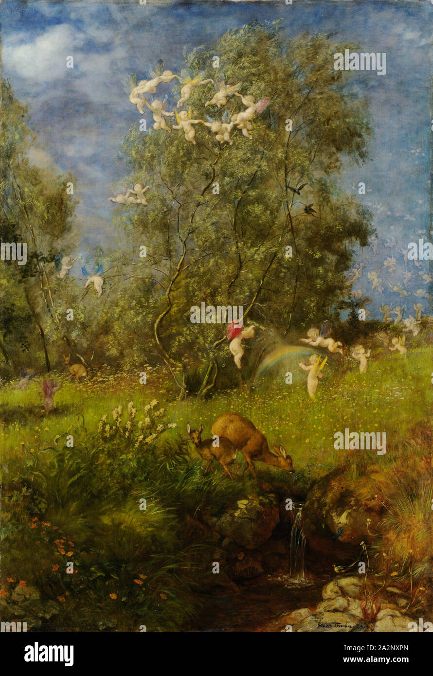 Frühling, 1873, tempera (?) auf Leinwand, 123,3 x 85,6 cm, signiert und datiert unten Rechts: Hans Thoma 73, Hans Thoma, Bernau im Schwarzwald 1839 - 1924 Karlsruhe Stockfoto