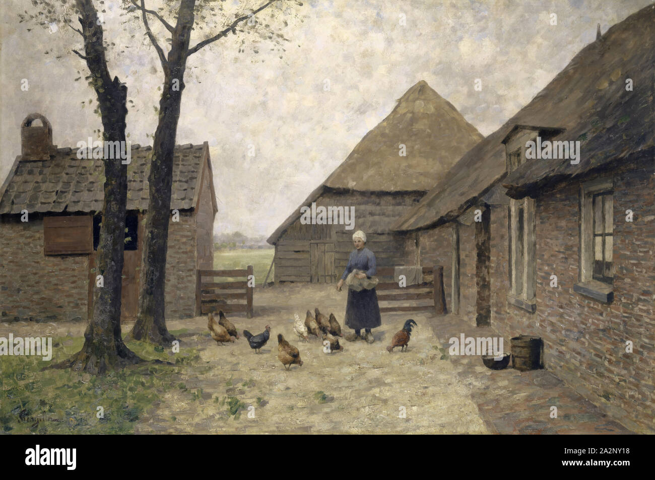 Holländische Farm, Öl auf Leinwand, 120 x 162 cm, signiert unten links: Stengelin, Alphonse Stengelin, Lyon 1852 - 1938 Satigny / Genf Stockfoto