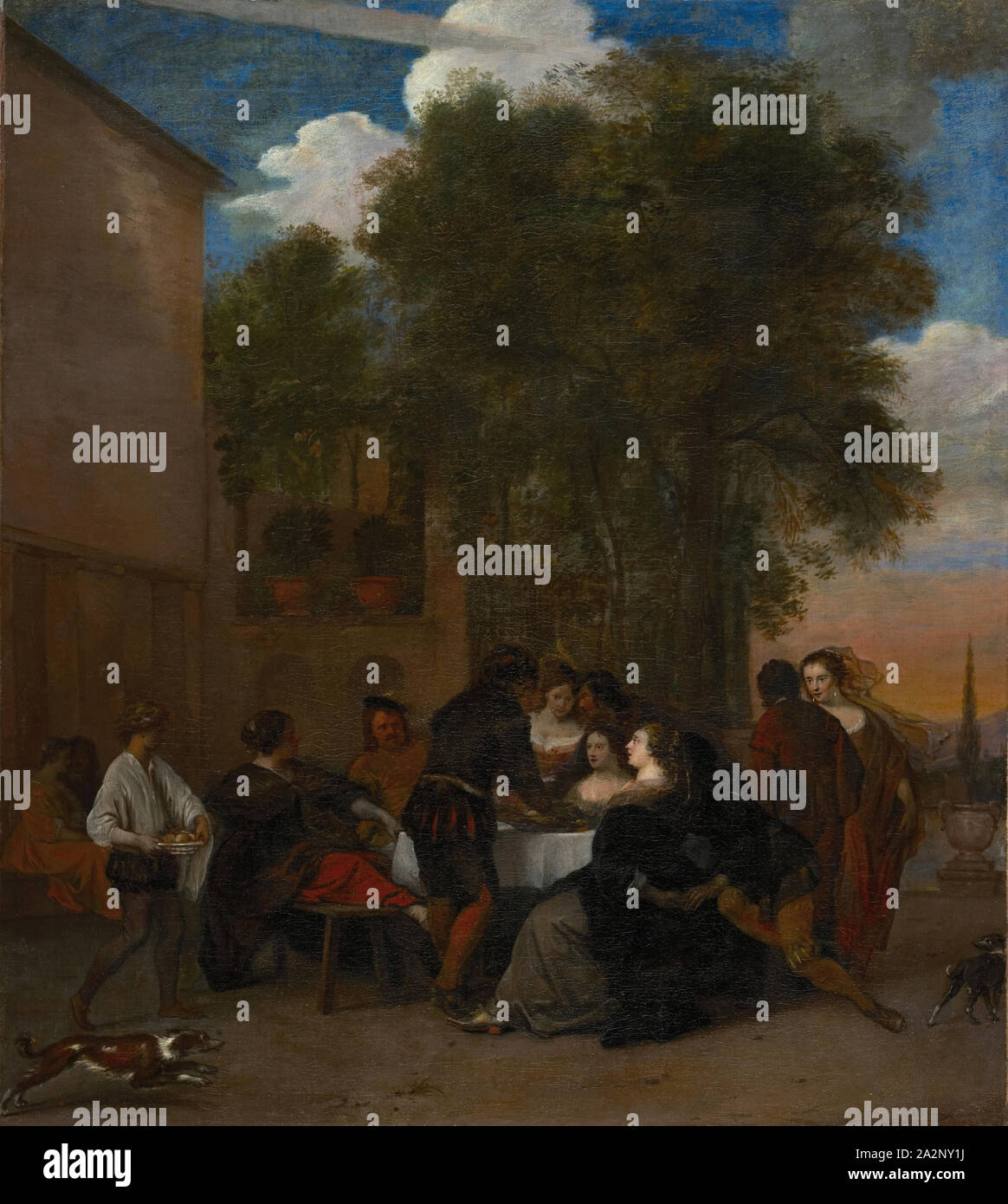 Gesellschaft im Freien, Öl auf Leinwand, 73,5 x 65,5 cm, Nicht angegeben, Gerard Pietersz. van Zyl, Leiden 1607/08 - 1665 Amsterdam (begraben Stockfoto